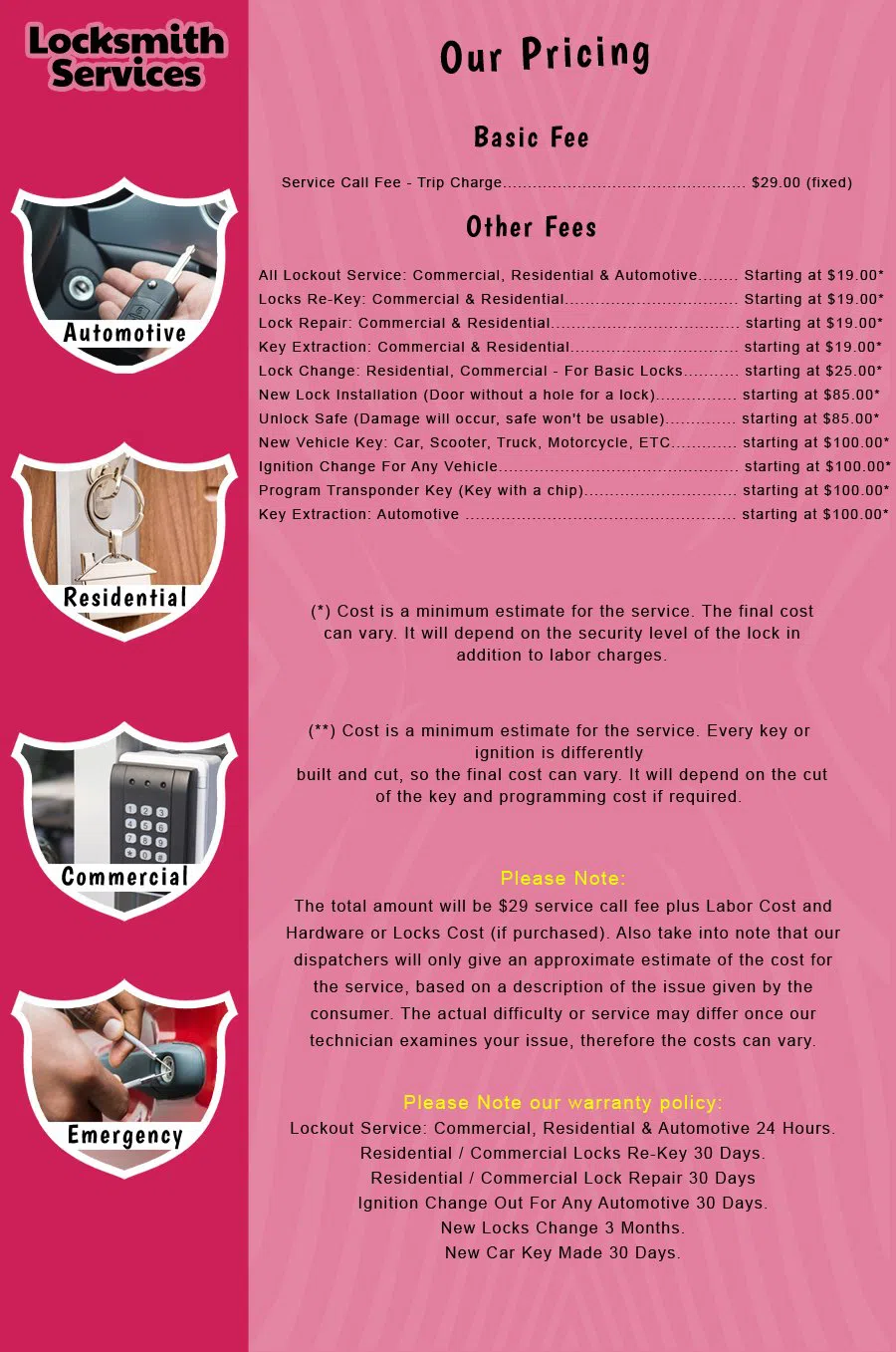 Dumont NJ Locksmith Store Dumont, NJ 201-639-0460 - price-list-c-18
